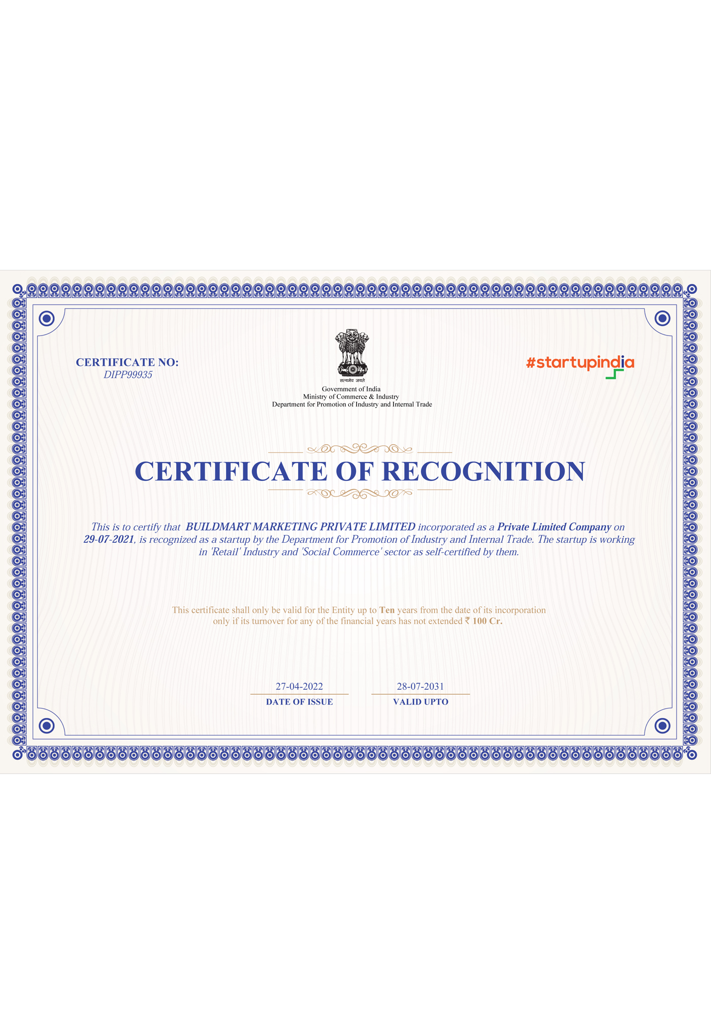 Incorporation Certificate