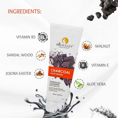 Birch And Lily Charcoal Face Wash (100ml) Facewashes & Scrubs