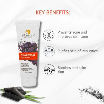 Birch And Lily Charcoal Face Wash (100ml) Facewashes & Scrubs