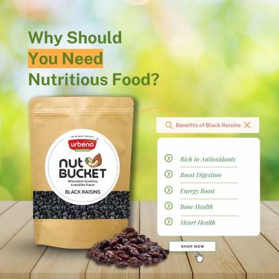 Urbeno Nut Bucket Black Raisins (200gm) Dry Fruits